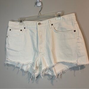 Agolde Parker Ivory Distressed Jean Shorts